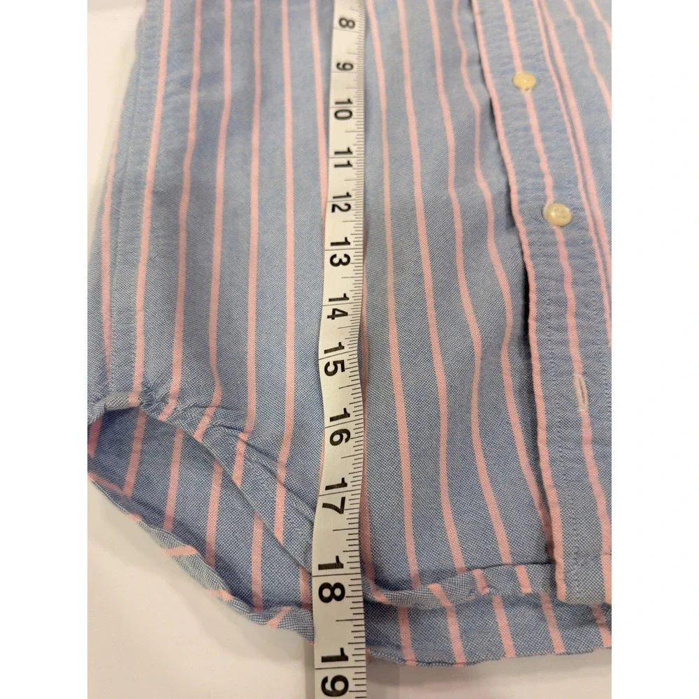 Ralph Lauren Boys Blue Pink Striped Oxford Button Down Shirt Size 6 Cotton